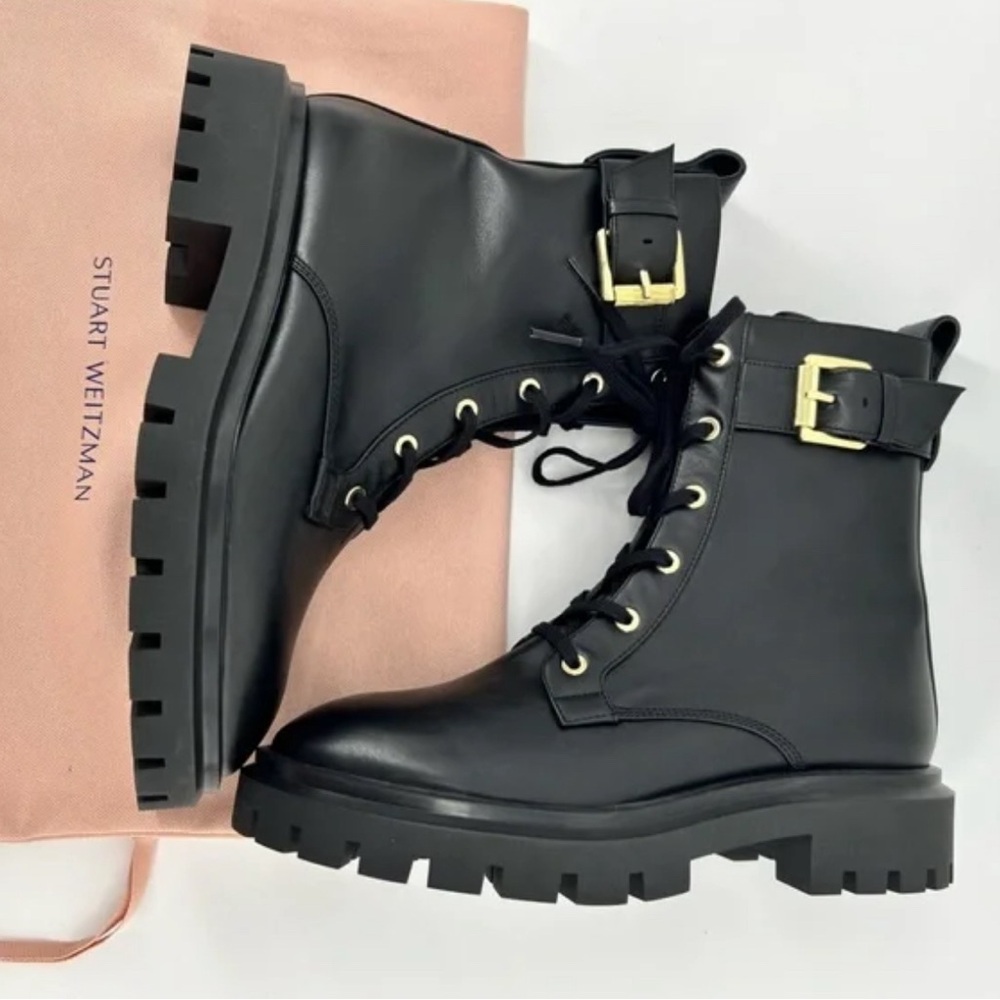 Stuart Weitzman Ultra Lug Combat boots size 7.5 Barley Worn With Box & Dust bag